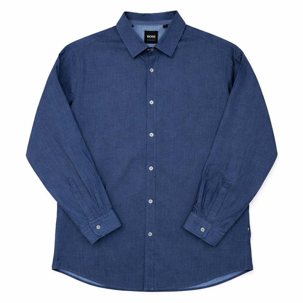 HUGO BOSS Lorenzo Regular Fit Shirt Mens XL Blue Long Sleeve Button Up